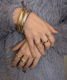 ニッケルフリー パープルジェム メタルリング6点セット