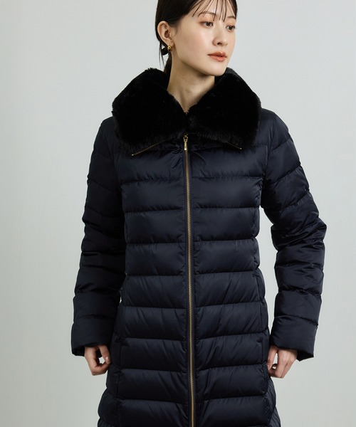 ROPE'(ロペ)の「サテンロング丈ダウンコート/イージーケア(ダウンジャケット/コート・レディース・ネイビー/ブラック・36/38)」の12枚目の写真