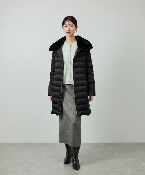 ROPE'(ロペ)の「サテンロング丈ダウンコート/イージーケア(ダウンジャケット/コート・レディース・ネイビー/ブラック・36/38)」の15枚目の写真