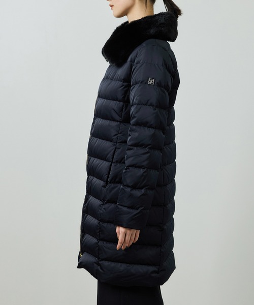 サテンロング丈ダウンコート/イージーケア（ダウンジャケット