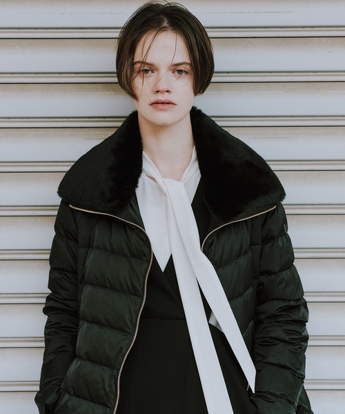 サテンロング丈ダウンコート/イージーケア（ダウンジャケット/コート