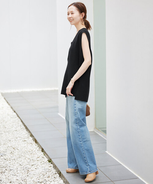 SLOBE IENA(スローブイエナ)の「《WEB限定/追加2》ダブルフェイスニットベスト(ベスト・レディース・ブラック/チャコールグレー・FREE)」の5枚目の写真