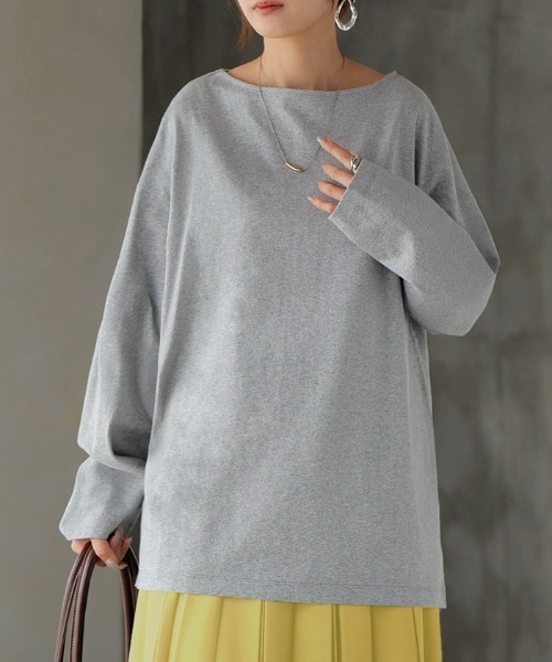 HUG.U(ハグユー)の「無地・ボーダー選べる バスクロンT(Tシャツ/カットソー・レディース・ホワイト/ライトグレー/ブラック/ホワイト×レッド/ホワイト×ブラック/ブラック×ホワイト/ベージュ系・FREE)」の17枚目の写真