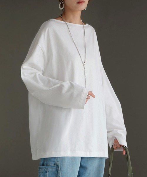 HUG.U(ハグユー)の「無地・ボーダー選べる バスクロンT(Tシャツ/カットソー・レディース・ホワイト/ライトグレー/ブラック/ホワイト×レッド/ホワイト×ブラック/ブラック×ホワイト/ベージュ系・FREE)」の22枚目の写真