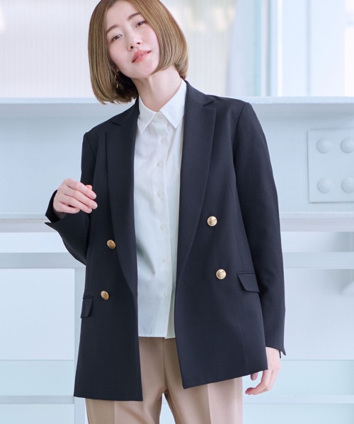 AOYAMA（アオヤマ）の「【紺ブレ／ONOFF活躍】4ボタンダブルジャケット