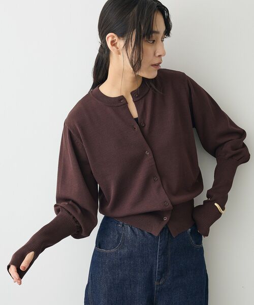 CRAFT STANDARD BOUTIQUE（クラフトスタンダードブティック）の「ロング袖リブコンパクトニットカーディガン（カーディガン/ボレロ・レディース・ブラック/ブラウン/イエロー・FREE）」の2枚目の写真