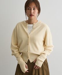 ロング袖リブコンパクトニットカーディガン