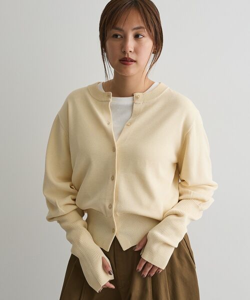 CRAFT STANDARD BOUTIQUE（クラフトスタンダードブティック）の「ロング袖リブコンパクトニットカーディガン（カーディガン/ボレロ・レディース・ブラック/ブラウン/イエロー・FREE）」の3枚目の写真