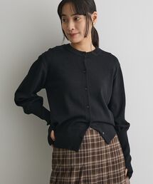 ロング袖リブコンパクトニットカーディガン