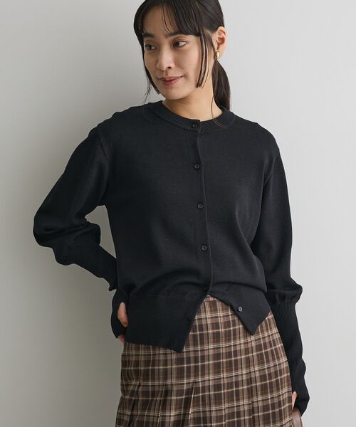 CRAFT STANDARD BOUTIQUE（クラフトスタンダードブティック）の「ロング袖リブコンパクトニットカーディガン（カーディガン/ボレロ・レディース・ブラック/ブラウン/イエロー・FREE）」の4枚目の写真