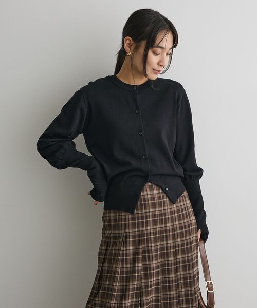 CRAFT STANDARD BOUTIQUE（クラフトスタンダードブティック）の「ロング袖リブコンパクトニットカーディガン（カーディガン/ボレロ・レディース・ブラック/ブラウン/イエロー・FREE）」の5枚目の写真