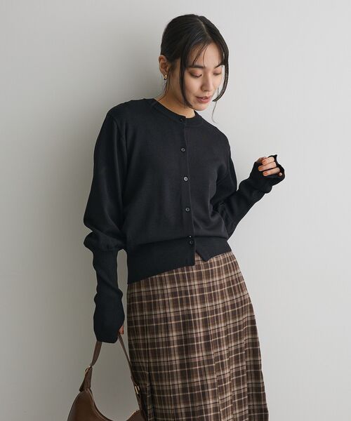 CRAFT STANDARD BOUTIQUE（クラフトスタンダードブティック）の「ロング袖リブコンパクトニットカーディガン（カーディガン/ボレロ・レディース・ブラック/ブラウン/イエロー・FREE）」の7枚目の写真