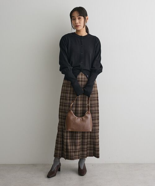 CRAFT STANDARD BOUTIQUE（クラフトスタンダードブティック）の「ロング袖リブコンパクトニットカーディガン（カーディガン/ボレロ・レディース・ブラック/ブラウン/イエロー・FREE）」の9枚目の写真