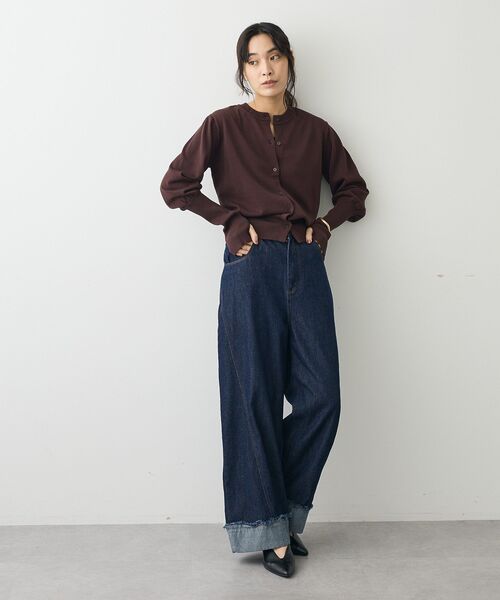 CRAFT STANDARD BOUTIQUE（クラフトスタンダードブティック）の「ロング袖リブコンパクトニットカーディガン（カーディガン/ボレロ・レディース・ブラック/ブラウン/イエロー・FREE）」の16枚目の写真