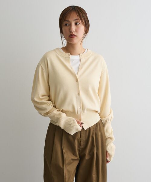 CRAFT STANDARD BOUTIQUE（クラフトスタンダードブティック）の「ロング袖リブコンパクトニットカーディガン（カーディガン/ボレロ・レディース・ブラック/ブラウン/イエロー・FREE）」の21枚目の写真