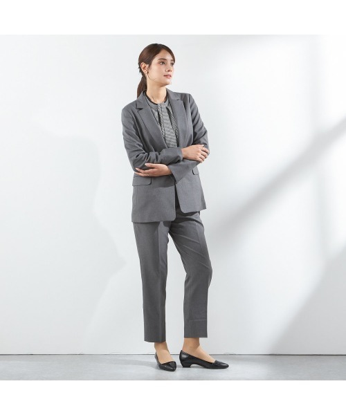 セール】【おうちで洗えるストレッチスーツ】【すぐ着られるパンツ裾