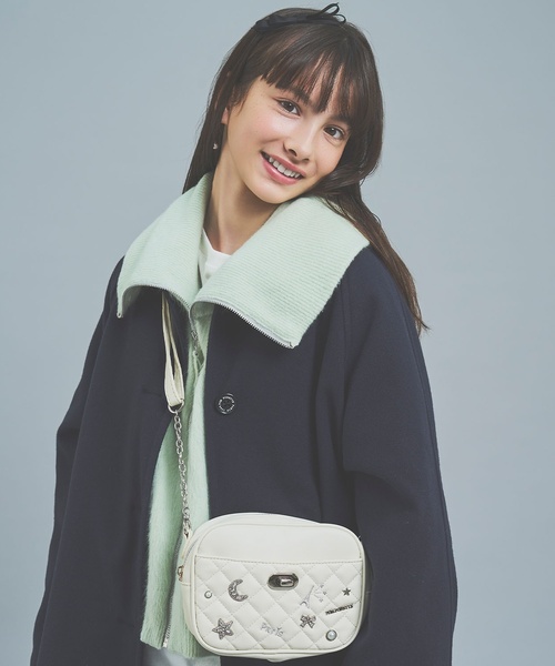 pom ponette junior(ポンポネットジュニア)の「キルトモチーフミニショルダー(ショルダーバッグ・キッズ・ブラック/オフホワイト・F)」の2枚目の写真