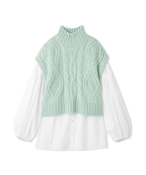 ミラオーウェン　【セットアイテム】ケーブルベストシャツレイヤードSET セットアイテム】ケーブルベストシャツレイヤードSET（シャツ/ブラウス