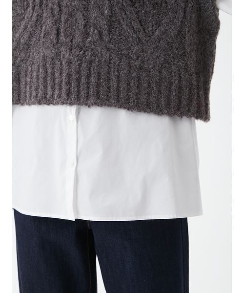 Mila Owen（ミラオーウェン）の「【セットアイテム】ケーブルベストシャツレイヤードSET（シャツ/ブラウス・レディース・ミント/グレー/アイボリー・F）」の10枚目の写真