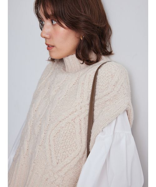 Mila Owen（ミラオーウェン）の「【セットアイテム】ケーブルベストシャツレイヤードSET（シャツ/ブラウス・レディース・ミント/グレー/アイボリー・F）」の15枚目の写真