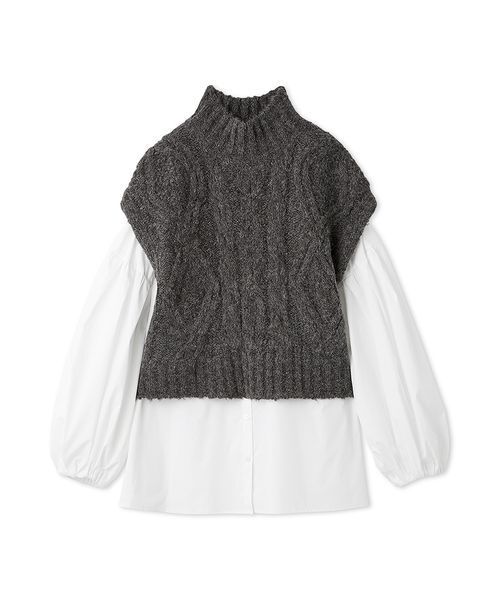 Mila Owen（ミラオーウェン）の「【セットアイテム】ケーブルベストシャツレイヤードSET（シャツ/ブラウス・レディース・ミント/グレー/アイボリー・F）」の18枚目の写真