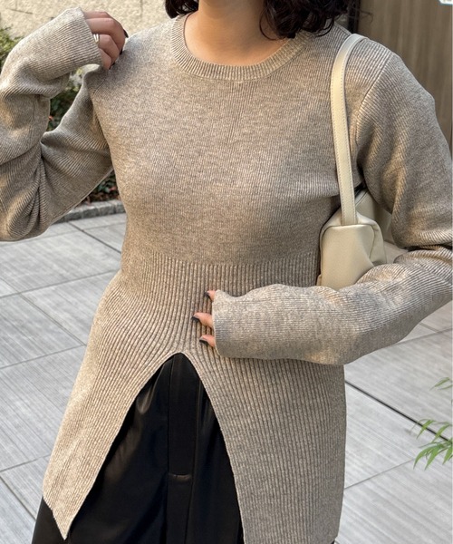 feepur（フェピュール）の「【ハンドウォッシャブル】ヘムスリットリブニット（ニット/セーター・レディース・ブラウン/グレー/アイボリー/ブラック・MEDIUM）」の12枚目の写真