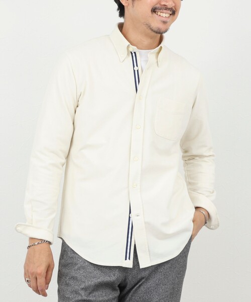 NOLLEY’S（ノーリーズ）の「起毛ジャージ テープBD 25AW（シャツ/ブラウス・メンズ・キナリ/ネイビー/ライトグレー・S/M/L/XL）」の9枚目の写真