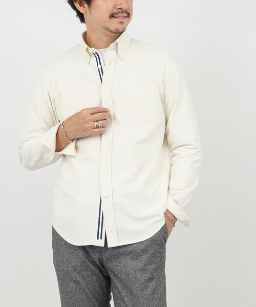 NOLLEY’S（ノーリーズ）の「起毛ジャージ テープBD 25AW（シャツ/ブラウス・メンズ・キナリ/ネイビー/ライトグレー・S/M/L/XL）」の10枚目の写真