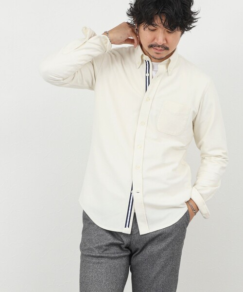 NOLLEY’S（ノーリーズ）の「起毛ジャージ テープBD 25AW（シャツ/ブラウス・メンズ・キナリ/ネイビー/ライトグレー・S/M/L/XL）」の11枚目の写真