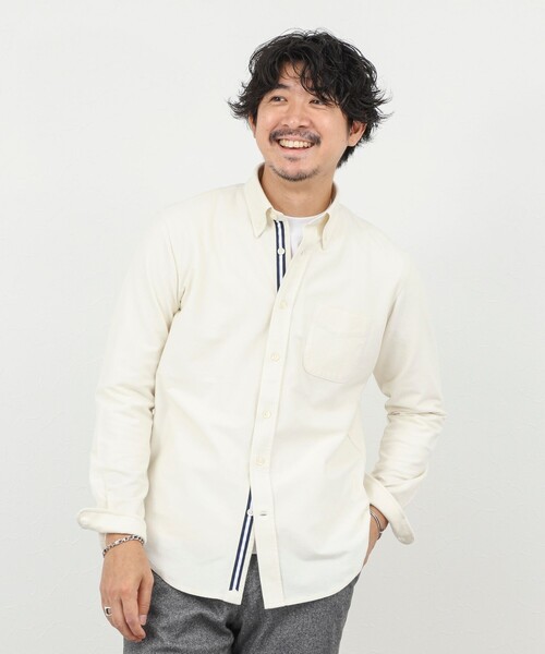 NOLLEY’S（ノーリーズ）の「起毛ジャージ テープBD 25AW（シャツ/ブラウス・メンズ・キナリ/ネイビー/ライトグレー・S/M/L/XL）」の15枚目の写真