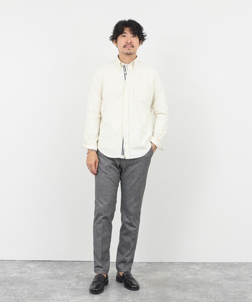 NOLLEY’S（ノーリーズ）の「起毛ジャージ テープBD 25AW（シャツ/ブラウス・メンズ・キナリ/ネイビー/ライトグレー・S/M/L/XL）」の19枚目の写真