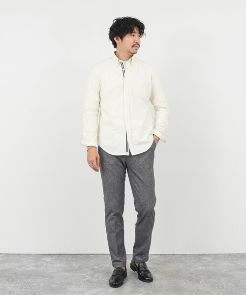 NOLLEY’S（ノーリーズ）の「起毛ジャージ テープBD 25AW（シャツ/ブラウス・メンズ・キナリ/ネイビー/ライトグレー・S/M/L/XL）」の20枚目の写真