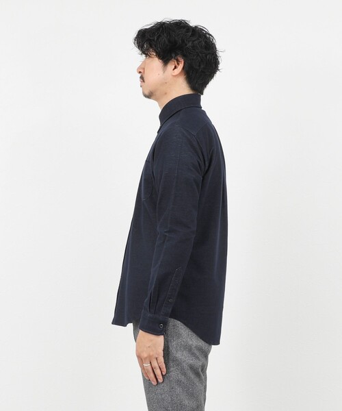 NOLLEY’S（ノーリーズ）の「起毛ジャージ テープBD 25AW（シャツ/ブラウス・メンズ・キナリ/ネイビー/ライトグレー・S/M/L/XL）」の4枚目の写真