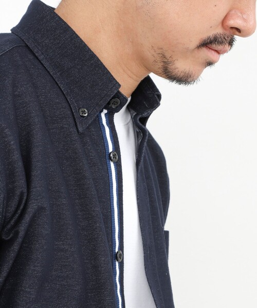 NOLLEY’S（ノーリーズ）の「起毛ジャージ テープBD 25AW（シャツ/ブラウス・メンズ・キナリ/ネイビー/ライトグレー・S/M/L/XL）」の6枚目の写真