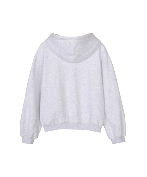 FOGDAWN（フォグダウン）の「001 Brushed Emboss Hoodie Zip-up (melange grey)（パーカー・レディース・ライトグレー・FREE）」の2枚目の写真