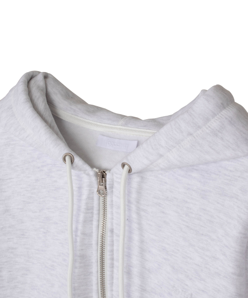 FOGDAWN（フォグダウン）の「001 Brushed Emboss Hoodie Zip-up (melange grey)（パーカー・レディース・ライトグレー・FREE）」の3枚目の写真
