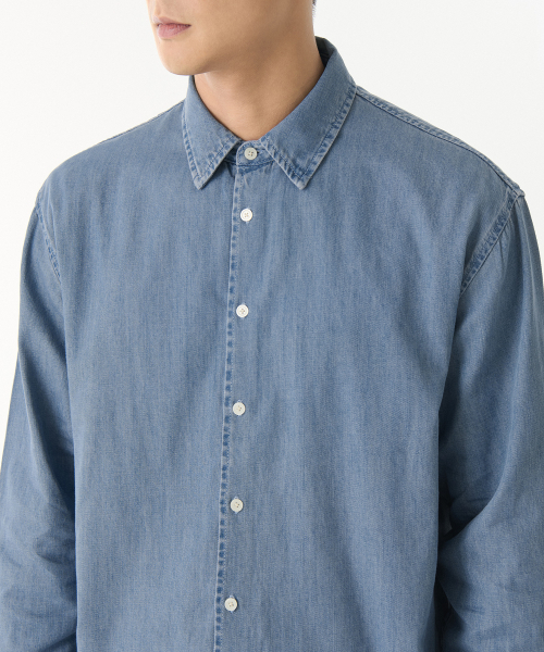 MUSINSA STANDARD（ムシンサスタンダード）の「リラックスデニムシャツ [ライトインディゴ]（シャツ/ブラウス・メンズ・その他・SMALL/MEDIUM/LARGE/X-LARGE/XX-LARGE）」の3枚目の写真