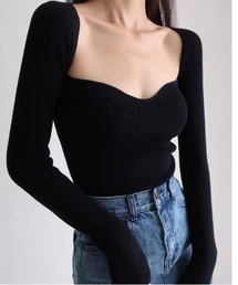 ampm | スウィートネックリブニットトップス(ニット/セーター)