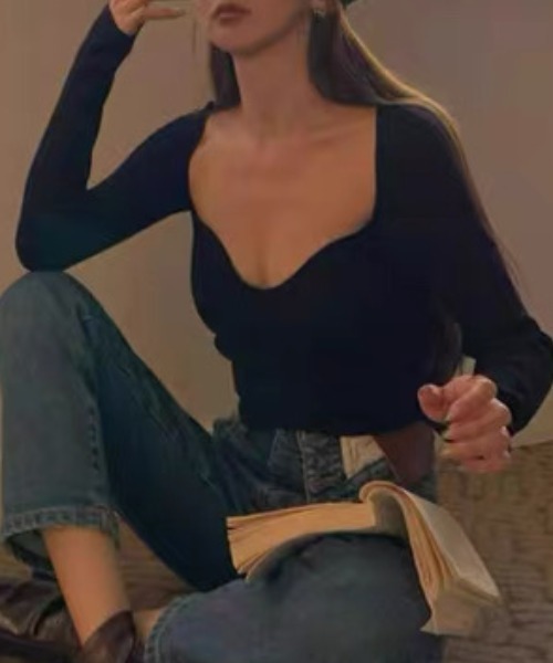 ampm（エーエムピーエム）の「スウィートネックリブニットトップス（ニット/セーター・レディース・ホワイト/ブラック・FREE）」の15枚目の写真