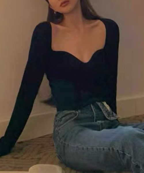 ampm（エーエムピーエム）の「スウィートネックリブニットトップス（ニット/セーター・レディース・ホワイト/ブラック・FREE）」の20枚目の写真