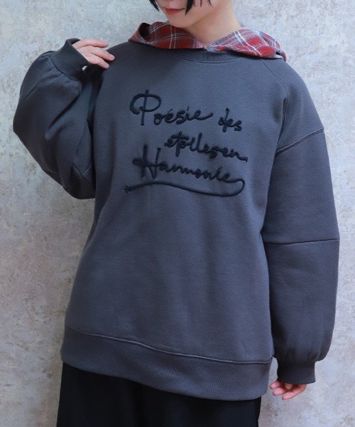 axes femme(アクシーズファム)の「ジップ裏起毛ロゴトレーナー(Tシャツ/カットソー・レディース・チャコール/ダークブラウン/ミント/キナリ・FREE)」の3枚目の写真