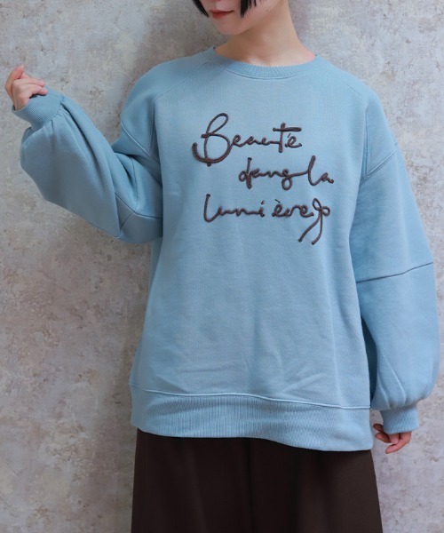 axes femme(アクシーズファム)の「ジップ裏起毛ロゴトレーナー(Tシャツ/カットソー・レディース・チャコール/ダークブラウン/ミント/キナリ・FREE)」の1枚目の写真