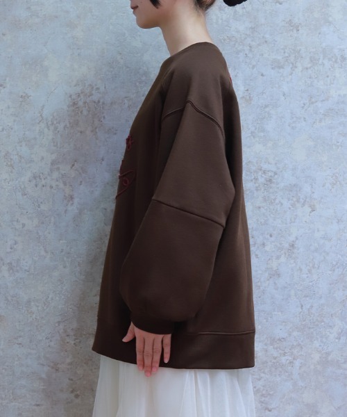 axes femme(アクシーズファム)の「ジップ裏起毛ロゴトレーナー(Tシャツ/カットソー・レディース・チャコール/ダークブラウン/ミント/キナリ・FREE)」の6枚目の写真