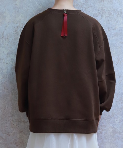axes femme(アクシーズファム)の「ジップ裏起毛ロゴトレーナー(Tシャツ/カットソー・レディース・チャコール/ダークブラウン/ミント/キナリ・FREE)」の7枚目の写真