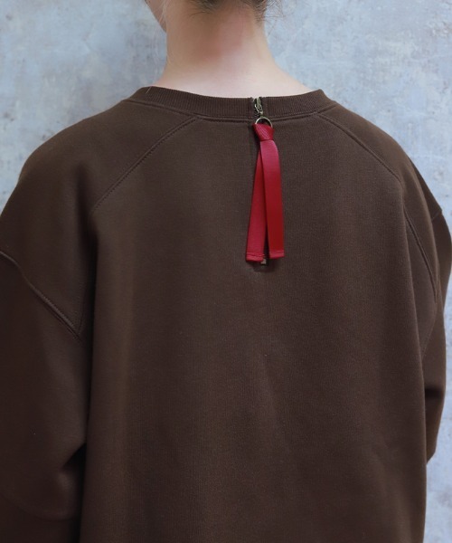 axes femme(アクシーズファム)の「ジップ裏起毛ロゴトレーナー(Tシャツ/カットソー・レディース・チャコール/ダークブラウン/ミント/キナリ・FREE)」の9枚目の写真