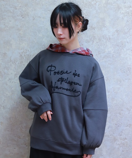 axes femme(アクシーズファム)の「ジップ裏起毛ロゴトレーナー(Tシャツ/カットソー・レディース・チャコール/ダークブラウン/ミント/キナリ・FREE)」の13枚目の写真