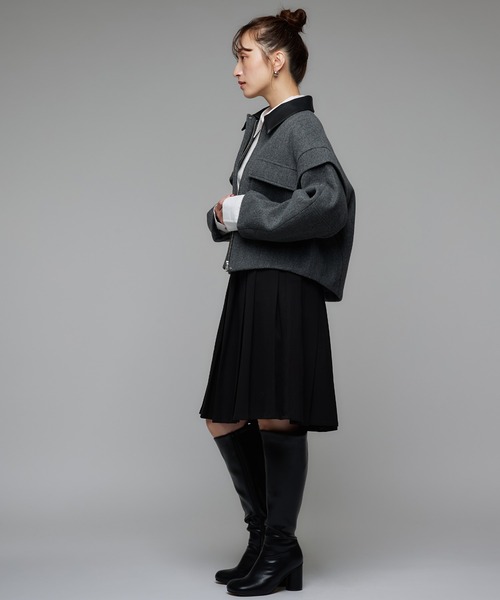 Narcissus(ナルシス)の「プリーツミディスカート/ミディアム丈/オフィスカジュアル/ベルト付き(スカート・レディース・グレー/ブラック・FREE)」の7枚目の写真