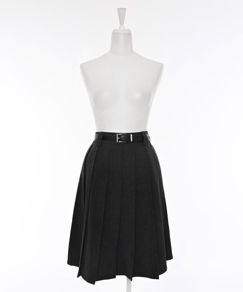 Narcissus(ナルシス)の「プリーツミディスカート/ミディアム丈/オフィスカジュアル/ベルト付き(スカート・レディース・グレー/ブラック・FREE)」の13枚目の写真