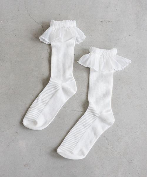 LOWRYS FARM(ローリーズファーム)の「フリルツキソックス 603932(ソックス/靴下・レディース・オフホワイト/ブラック・FREE)」の2枚目の写真