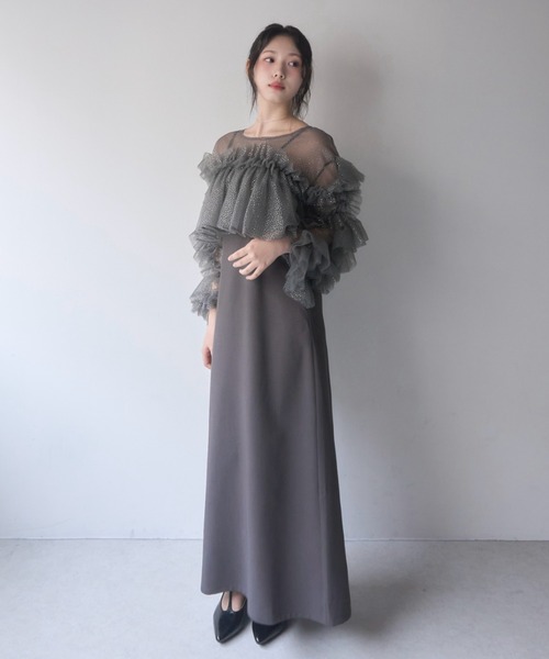 フリルラメチュールオケージョンワンピース（ワンピース）｜mellowneon